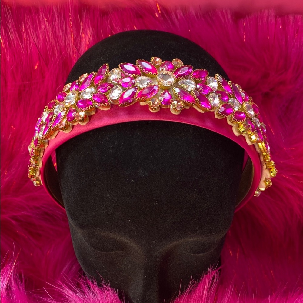 Handmade Fuchsia & Crystal Luxe Headband